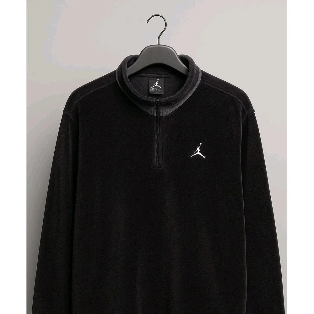 Vintage HTF Jordan Velour 1/4 Zip Pullover Sweater Men's XL Black Gray Jumpman